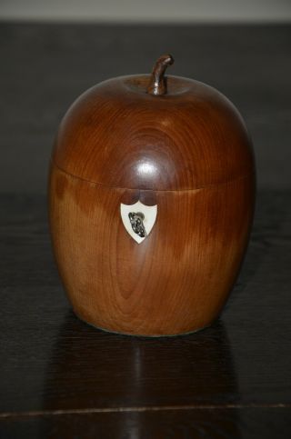 Antique Apple Fruit Wood Tea Caddy With Lock And Key