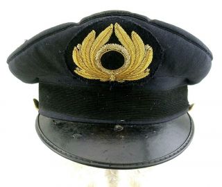Vintage Italy Italian Aeronautica Airline Alitalia Pilot Visor Hat