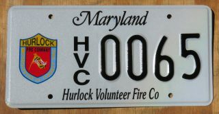 Maryland Hurlock Vol Fire Dept / Fire Fighter License Plate 2015 0065