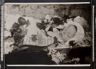 1950 Funeral Of Child Cute Little Girl Dead Post Mortem Soviet Vintage Old Photo