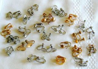 50 Pc Vintage & Screw - Back Ear Wires - Earring Findings Silvertone Goldtone