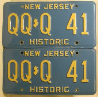 Vintage Nj Jersey Historic License Plate Set Pair Blue 1980 