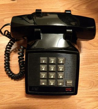 Vintage Black Att Touch Tone Desk Phone Model 2500 Mmgl Single Line