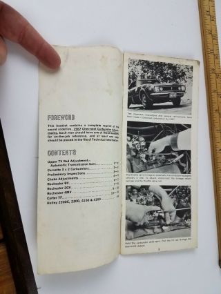 Vintage 1967 Chevrolet External Carburetor Adjustments Booklet 2