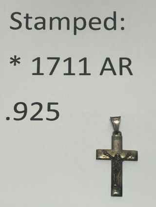 Vintage.  925 Sterling Silver Religious Crucifix Cross Pendant,  Needs Cleaning
