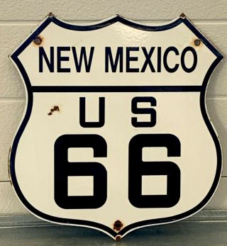 Vintage Mexico Route 66 Porcelain Road Street Sign Gas Oil Transportation