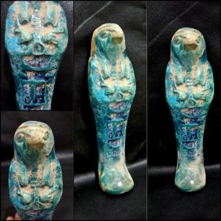 Rare Horus Ra God Hieroglyph Sculpture Egyptian Antique Statue Ancient Falcon