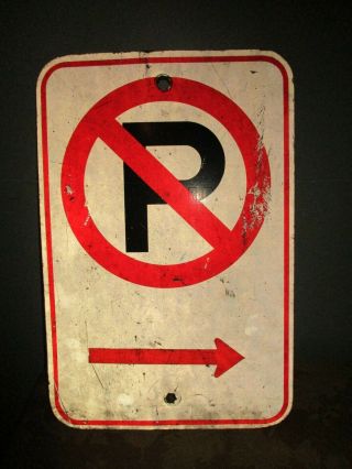 “ No Parking Vintage Metal Street Sign Great Patina
