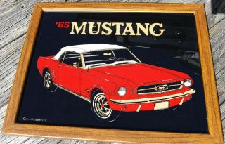 1965 Mustang Framed Glass Picture.  Vintage.  Graphicreations Inc.  18 " X 13 "