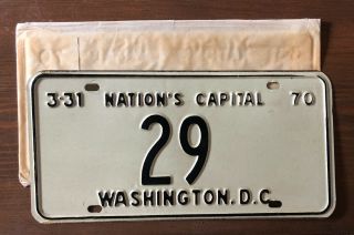 1970 Washington Dc District Of Columbia 29 Low Number License Plate Political