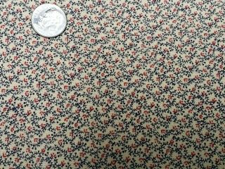 3yd Vintage Cotton Quilt Doll Fabric Teeny Tiny Red Floral 44 " Wd Estate Find