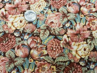 7 Yd Vintage Cotton Quilt Doll Fabric Apricot Flowers Foliage 44 " Wd Estate Find