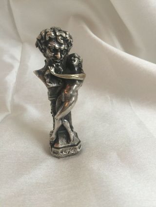Antique French.  800 Silver Wax Seal Nude Woman/nymph