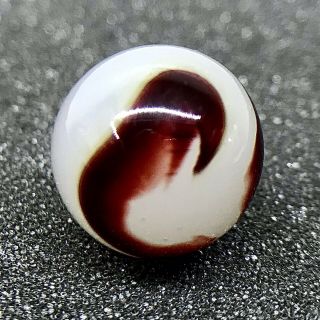 Vintage Akro Agate 11/16 ".  69 " Silver Oxblood Deep Red Swirl Marble