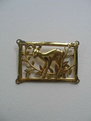 Vintage Coro Craft Vermeil Gold On Sterling Silver Deer Fawn Thicket Pin