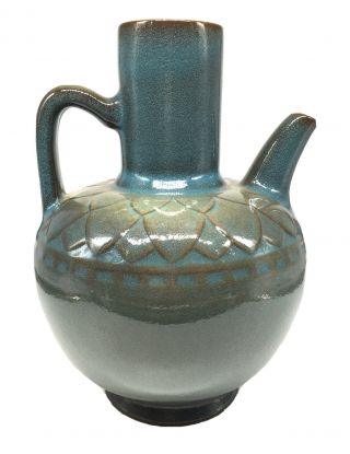Antique Rookwood Pottery 1923 Blue Glaze Over Brown Ewer Pitcher 2644
