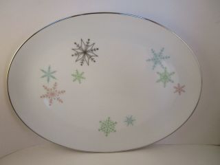 Vintage Harmony House Japan Snowflake Christmas Oval Serving Platter