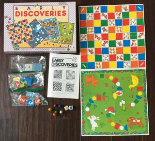 Vintage 1990 Discovery Toys Early Discoveries 4 - In - 1 Board Game Complete