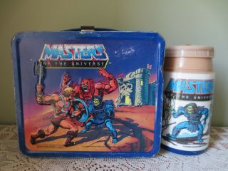 Vintage Aladdin 1983 Masters Of The Universe/he - Man Metal Lunch Box W/thermos
