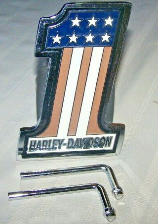 Harley - Davidson® 1 Red White Blue Trailer Hitch Plug 2  Stainless Steel