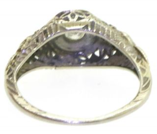 Antique 18K WG 0.  15CT diamond solitaire filigree wedding ringsize 5.  25 3