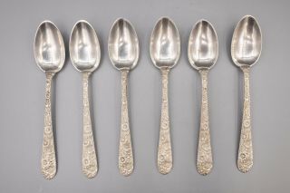 Alvin Bridal Bouquet Sterling Silver Demitasse Spoons 4 1/4 " Set Of 6