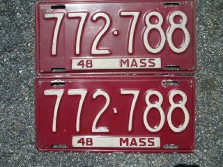 1948 Massachusetts License Plates 772 - 788