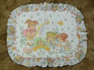 Vintage Cabbage Patch Kids Bed Pillow Sham Ruffled Floral Dolls 1983