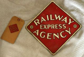 Railway Express Agency Rea 8 " X 8 " Enameled Metal Sign