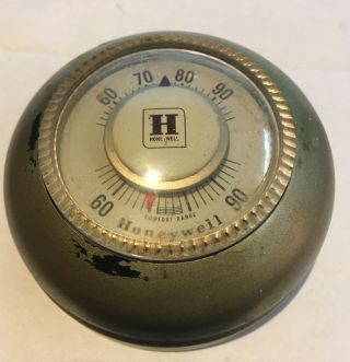 Vintage Round Honeywell Thermostat T86a 1000 1 A W/mounting Plate - Pull