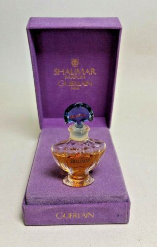 Vintage Shalimar By Guerlain Mini Perfume Parfum W/ Box - Bottle Over Half Full