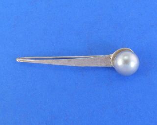 Vintage Estate 925 Sterling Silver Pearl Hair Pin Clip 3.  5g - A.  S Made In Israel