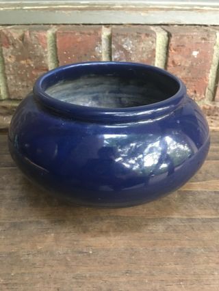 Vintage Haeger Large Blue Oblong Rounded Oval Glazed Ceramic Vase/planter 3175