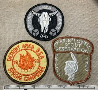 3 Vtg 1950s - 60s Detroit Area Council Boy Scout Camp Patches D - A Charles Howell
