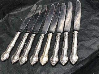 Set Of 8 French Hollow Luncheon Knives In English Gadroon Pattern Gorham 87/8in