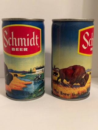 2 Vintage Can Schmidt Beer Buffaloe The Brew That Grew With The Great Northwest