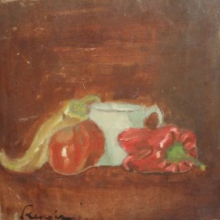 Antique French Impressionist Still Life Oil Painting Signed Renoir