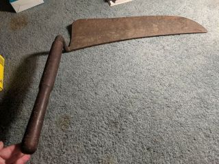 Antique Vtg Blubber Cutter Huge Blade Tool Eskimo Inuit Wood Handle 21 "
