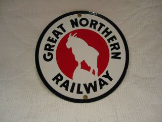 Great Northern Railway Railroad R&r Transportation Vintage Porcelain Sign 9 "