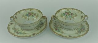 Set Of 2 Vintage Noritake Two Handle Cream Soup Bowl With Underplate