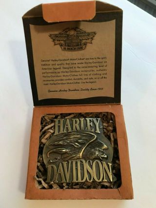 Harley Davidson Screaming Eagle Brass Belt Buckle 1995 Motorcycle Vintage 98405