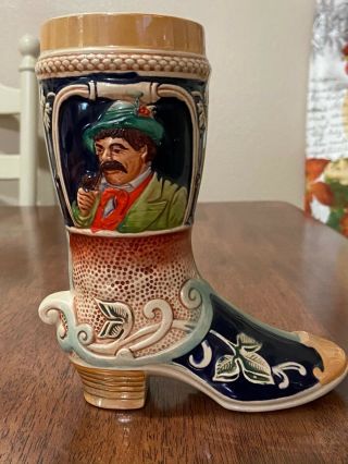 Vintage Gerz German Hand Painted Boot Beer Stein 11
