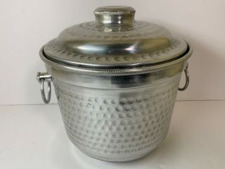 Vintage Nasco Hammered Aluminum Ice Bucket With Handles From Italy