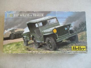 Vintage Heller 1/35 Scale Jeep Willys,  Trailer Model Kit 81105