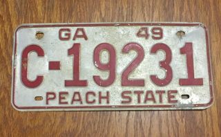 Vintage 1949 Georgia Peach State Automobile Car Liscence Plate Tag