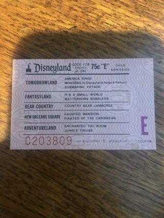 E Ticket Disneyland - Child Admission; Vintage; Premium Quality