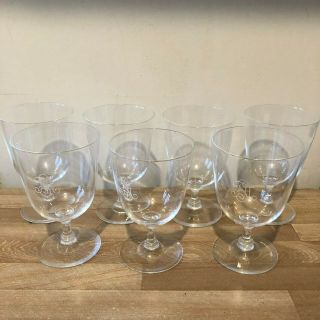 Lovely Set Of 7 Antique Steuben Red Wine Or Water Glasses