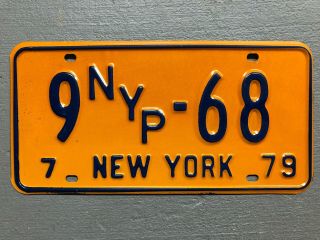 Vintage 1979 York License Plate Classic Orange/blue 9nyp - 68 York Press