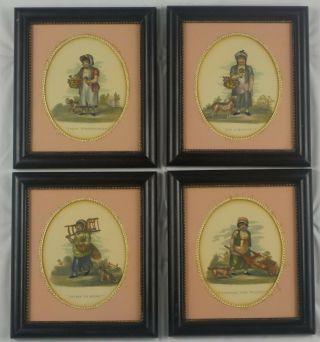 4 Antique 1812 Hand Colored Stipple Engravings By S & J Fuller London
