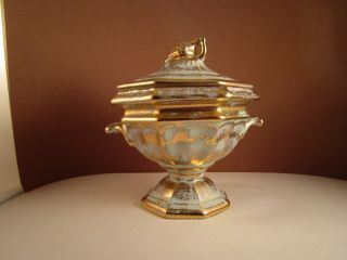 Vintage Stangl Art Pottery Antique Gold Grape Covered Pedestal Candy Dish Bowl
